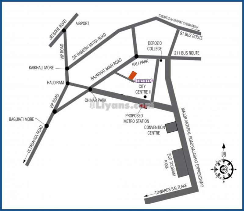 Location Map of 3 Bedroom Residential Flat For Sale At Rajarhat, Kolkata.